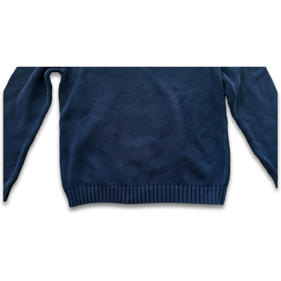 Structure Brand Small Navy Cotton Sweater Slit V Neck Pullover - Picture 4 of 9